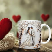 Valentines Coffee Mug, Valentine's Day Couple Mug, Ceramic Mug with Lid, Wedding Theme Ceramic Cups, His And Hers Coffee Mugs for Anniversary Wedding Engagement Couple, Valentines Day Gifts A